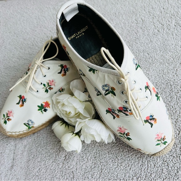 Yves St Laurent leather floral espadrille sneakers.   Brand new, never worn. - Picture 2 of 6